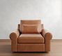 Big Sur Roll Arm Deep Seat Leather Swivel Chair