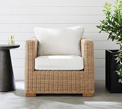 Huntington Wicker Square Arm Outdoor Lounge Chair