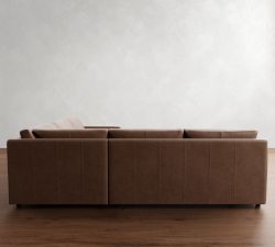 Pacifica Slim Arm Leather 3-Piece L-Shaped Sectional (106")