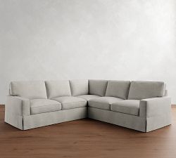 PB Comfort Square Arm Slipcovered 3-Piece L-Shaped Sectional (106")