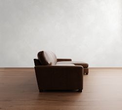 Turner Square Arm Leather Chaise Sectional (105"&ndash;129")