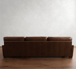 Turner Square Arm Leather Chaise Sectional (105"&ndash;129")