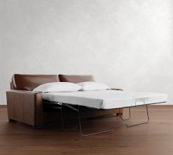 Turner Square Arm Leather Sleeper Sofa (58"&ndash;83")