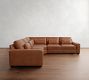 Big Sur Square Arm Deep Seat Leather 3-Piece L-Shaped Wedge Sectional (129")