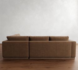 Carmel Wide Arm Leather Wood Base 3-Piece Sectional (113")