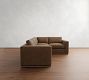 Carmel Wide Arm Leather Wood Base 3-Piece Sectional (113")