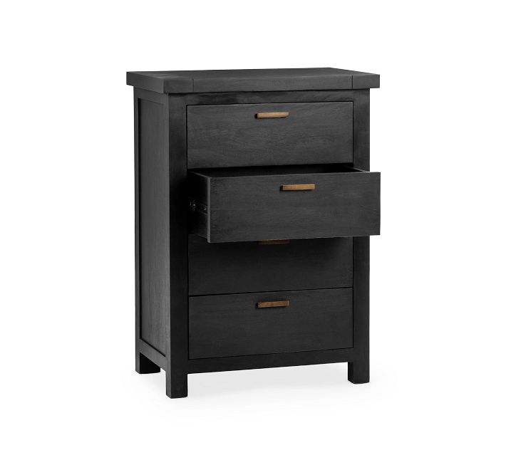 Reed Tallboy 4-Drawer Dresser, Warm Black, 28.5" | Pottery Barn Reed Tallboy 4-Drawer Dresser, Warm Black, 28.5" | Pottery Barn