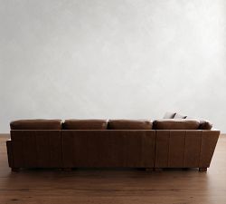 Turner Square Arm Leather L-Shaped Chaise Sectional (137"&ndash;142")