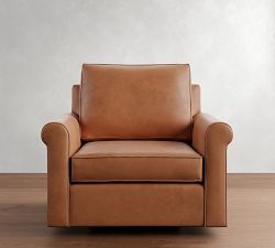 Cameron Roll Arm Leather Swivel Chair
