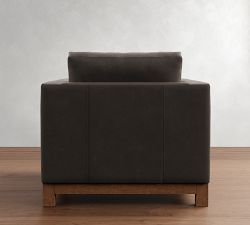 Jake Leather Brindle Wood Base Chair