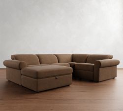 Ultra Lounge Roll Arm Leather Reclining 5-Piece Sectional (116")