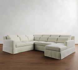 York Square Arm Deep Seat Slipcovered 4-Piece Chaise Sectional (121")