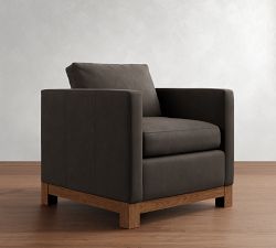 Jake Leather Brindle Wood Base Chair