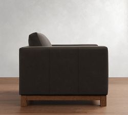 Jake Leather Brindle Wood Base Chair