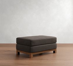 Jake Leather Brindle Wood Base Ottoman