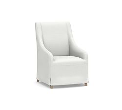 Open Box: York Slipcovered Dining Armchair - Performance Slub Weave White