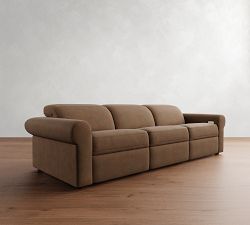 Ultra Lounge Roll Arm Leather Modular Sofa (110")