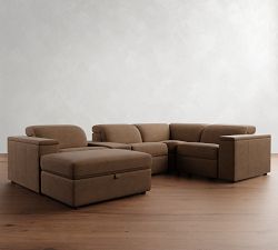Ultra Lounge Square Arm Leather Reclining 6-Piece Sectional (130")