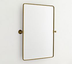 Open Box: Vintage Rounded Rectangular Pivot Mirror (27" x 35") - Tumbled Brass