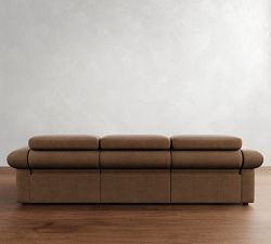 Ultra Lounge Roll Arm Leather Modular Sofa (110")