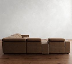 Ultra Lounge Square Arm Leather Reclining 7-Piece Sectional (147")