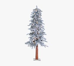 Faux Lit Flocked Alpine Tree With Clear Lights - 5 Ft.