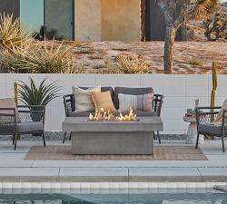 Chrisley Concrete Rectangular Propane Fire Pit Table with Propane Tank Storage(60")