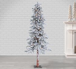 Faux Lit Flocked Alpine Tree With Clear Lights - 5 Ft.