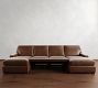 Turner Square Arm Leather Power Reclining Double Chaise Sectional (105"&ndash;117")