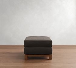 Jake Leather Brindle Wood Base Ottoman