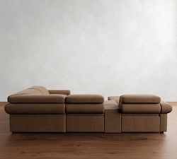 Ultra Lounge Roll Arm Leather Reclining 6-Piece Sectional (130")