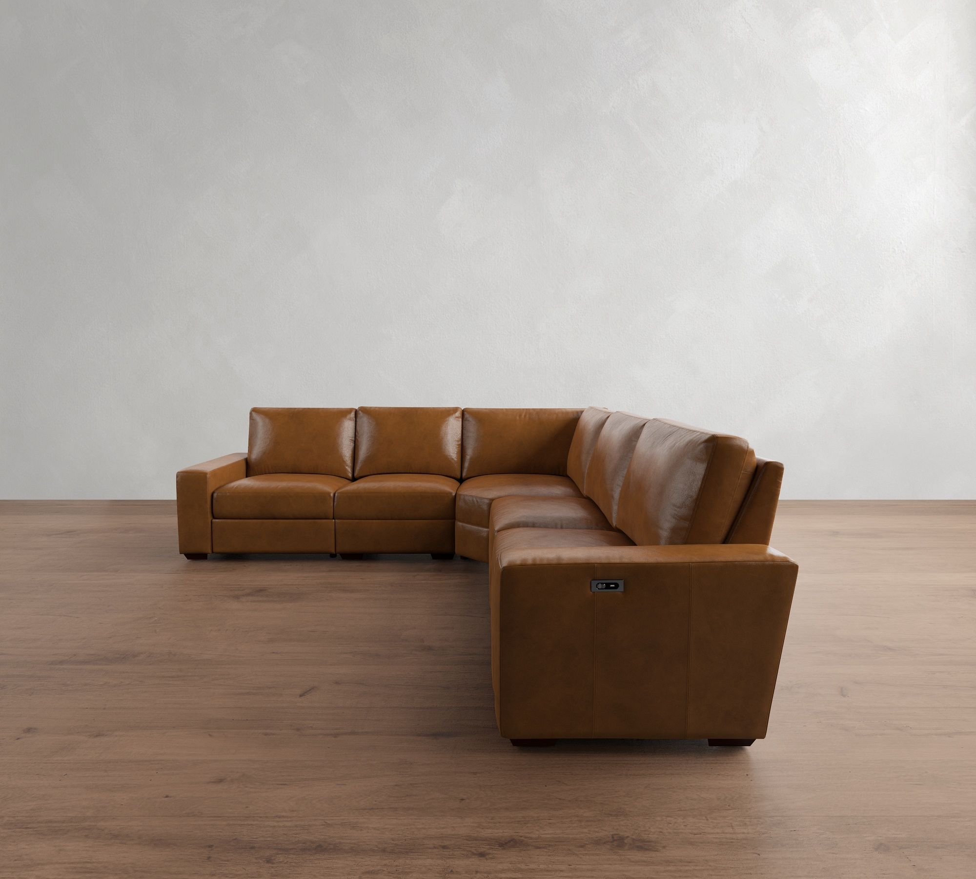 Big Sur Square Arm Leather Power Reclining L-Shaped Sectional (121"-133")