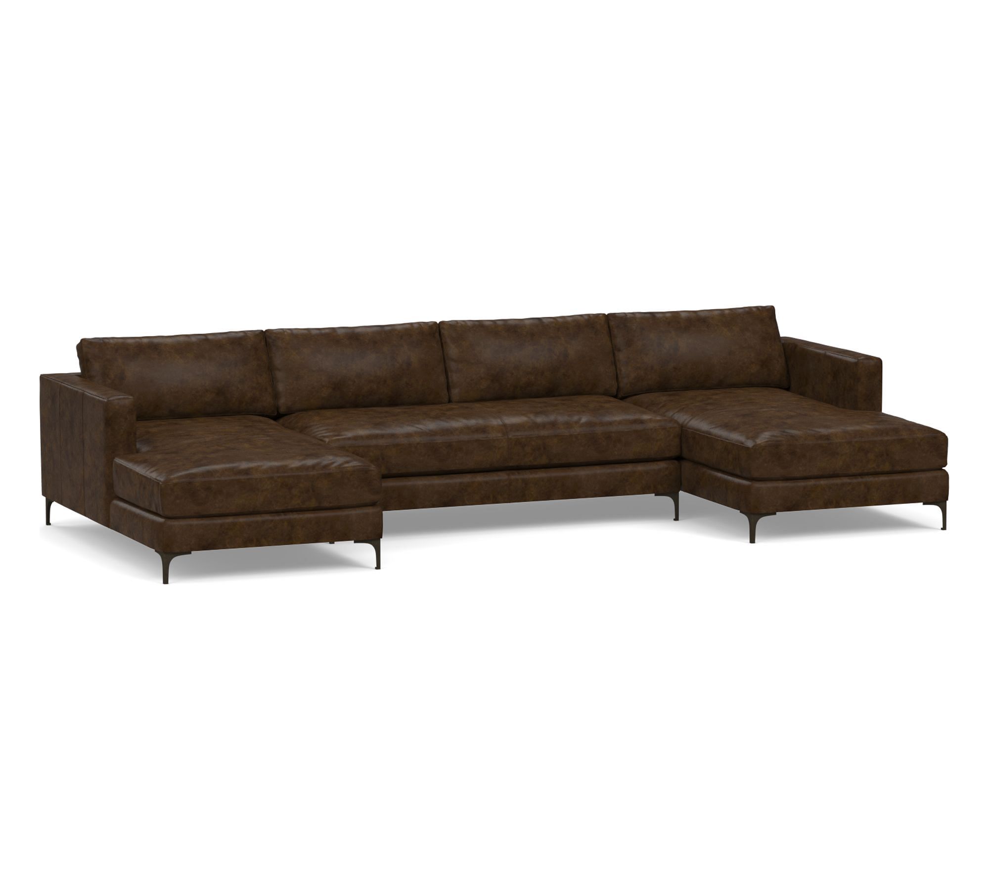Jake Leather Double Chaise Sectional (145"&ndash;164") - thumbnail 2