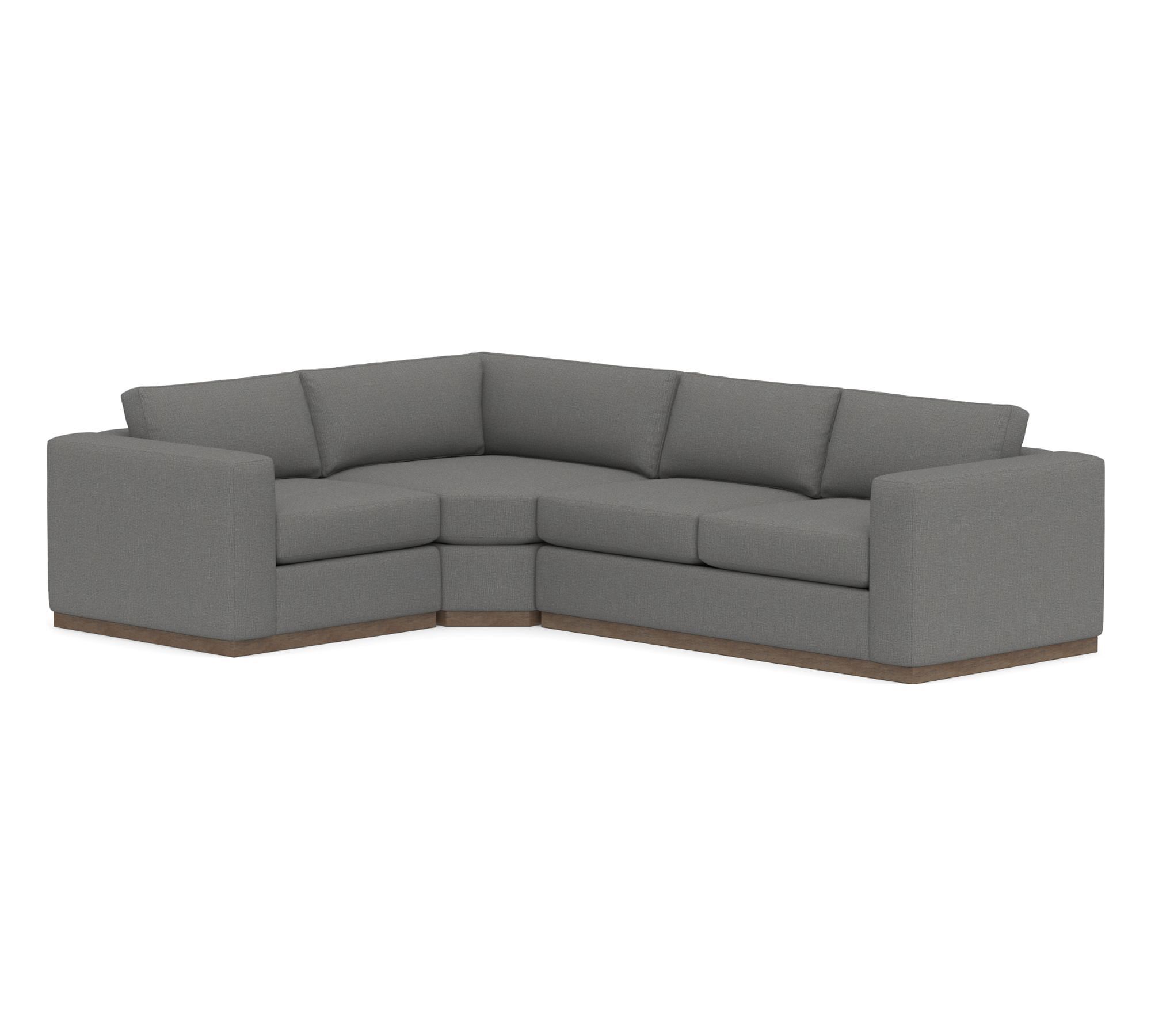 Carmel Wide Arm Wood Base 3-Piece Wedge Sectional (123")