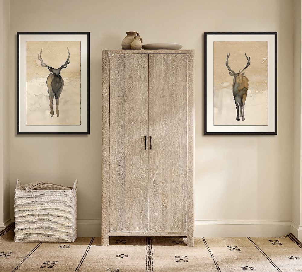 Tonal Elk Framed Print by Pottery Barn
