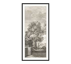 Open Box: Etched Garden Triptych Framed Print, Print #1 (23" x 48") - Black
