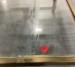 Open Box: Everson Rectangular Glass Coffee Table (52") - Antique Brass