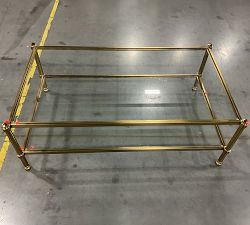 Open Box: Everson Rectangular Glass Coffee Table (52") - Antique Brass