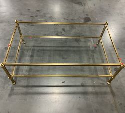 Open Box: Everson Rectangular Glass Coffee Table (52") - Antique Brass