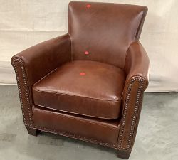 Open Box: Irving Roll Arm Leather Armchair with Nailheads (33") - Statesville Molasses, Coffee