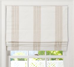 Open Box: Riviera Striped Roman Blackout Shade (26"W x 64"L) - Sandalwood