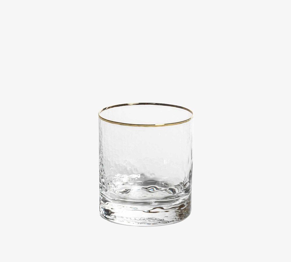 Hammered Gold Rim Double Old Fashioned Glasses, Set of 4 - Set of 4