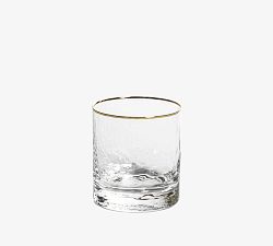 Hammered Gold Rim Double Old Fashioned Glasses, Set of 4