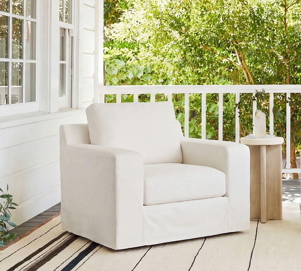 Big Sur Slipcovered Swivel Outdoor Lounge Chair by Pottery Barn