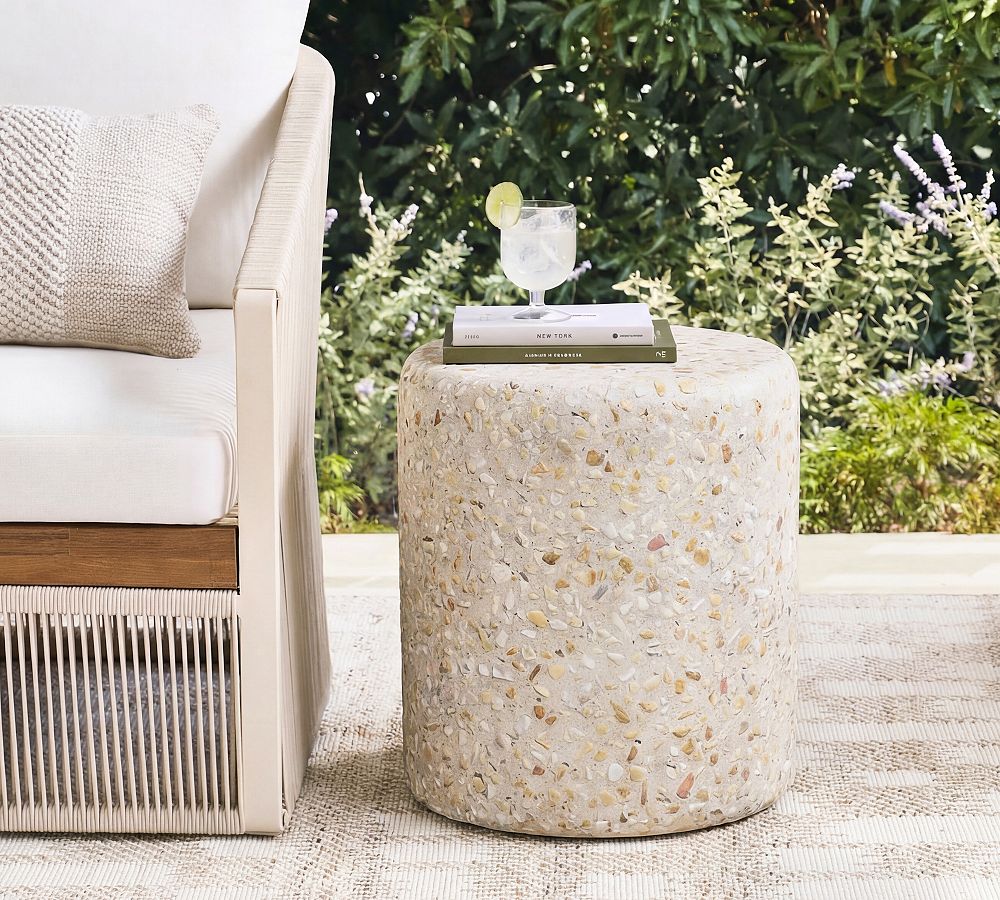 Adiana Terrazo Round Outdoor End Table (14.5") by Pottery Barn