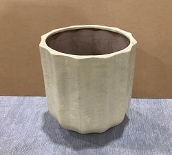 Open Box: Modern Rustic Fluted Outdoor Planter, X-Large (20"D x 20"H) - White