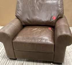 Open Box: Turner Roll Arm Leather Small Armchair (42") - Gravel Chocolate, Dark Walnut