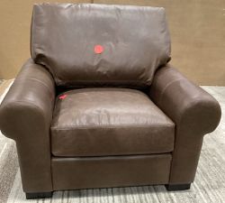 Open Box: Turner Roll Arm Leather Small Armchair (42") - Gravel Chocolate, Dark Walnut