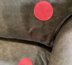 Open Box: Turner Roll Arm Leather Small Armchair (42") - Gravel Chocolate, Dark Walnut