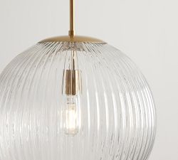 Cooper Ribbed Glass Globe Pendant (16")